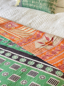 Vintage Sari Kantha Quilt