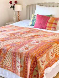 Vintage Sari Kantha Quilt