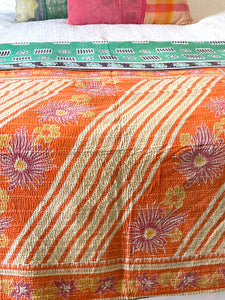 Vintage Sari Kantha Quilt