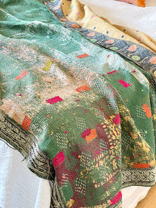 Vintage Sari Kantha Quilt