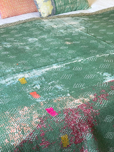 Vintage Sari Kantha Quilt