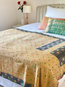 Vintage Sari Kantha Quilt