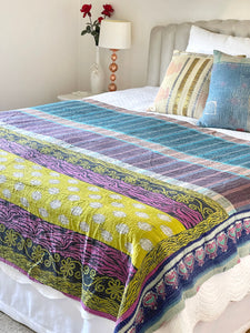 Vintage Sari Kantha Quilt