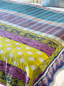 Vintage Sari Kantha Quilt