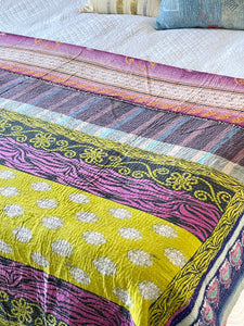 Vintage Sari Kantha Quilt