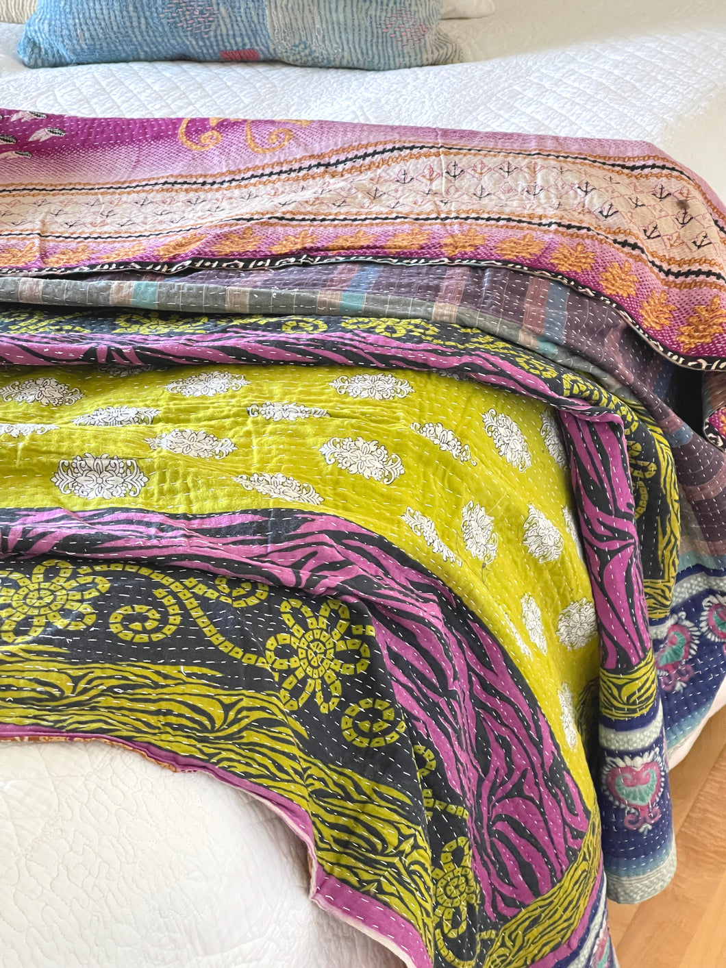 Vintage Sari Kantha Quilt