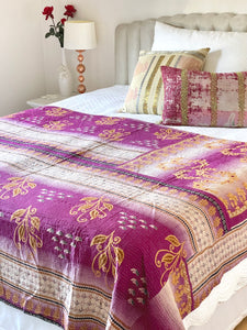 Vintage Sari Kantha Quilt