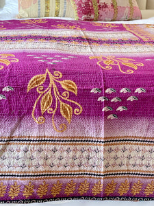 Vintage Sari Kantha Quilt