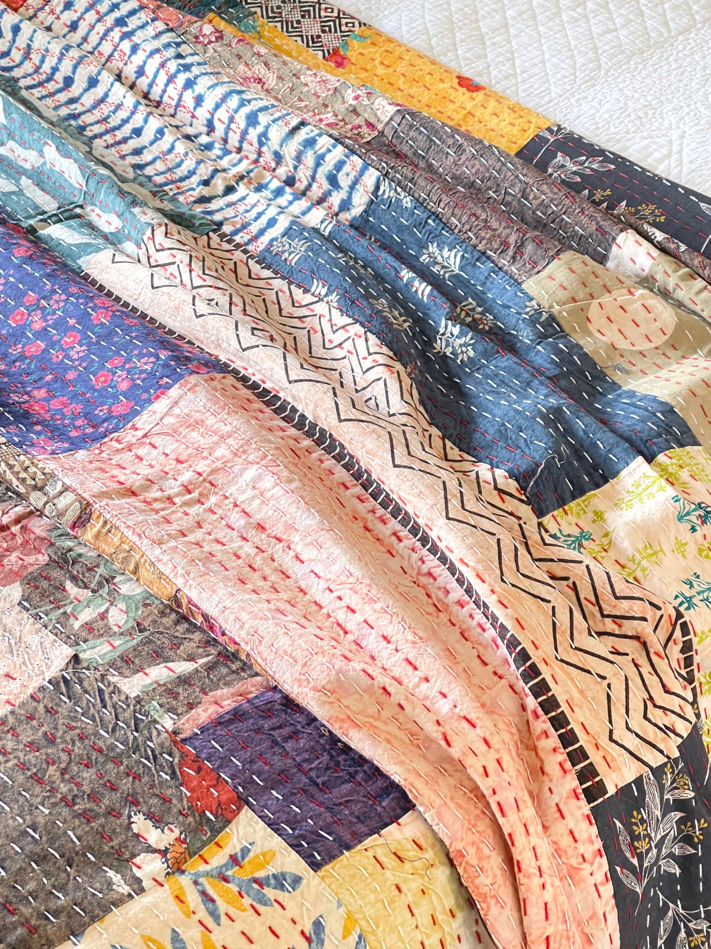Stone Washed Kantha Bedcover