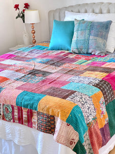 Stone Washed Kantha Bedcover