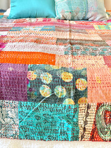 Stone Washed Kantha Bedcover