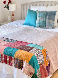 Stone Washed Kantha Bedcover