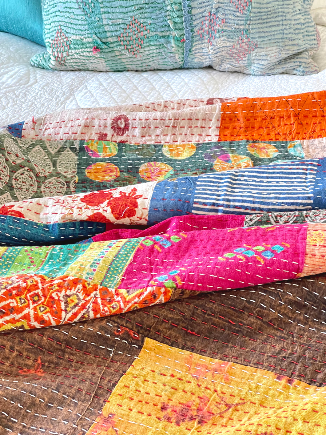 Stone Washed Kantha Bedcover