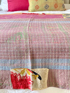 Vintage Sari Kantha Quilt