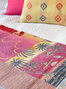 Vintage Sari Kantha Quilt