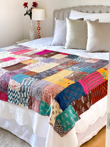 Stone Washed Kantha Bedcover