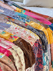 Stone Washed Kantha Bedcover