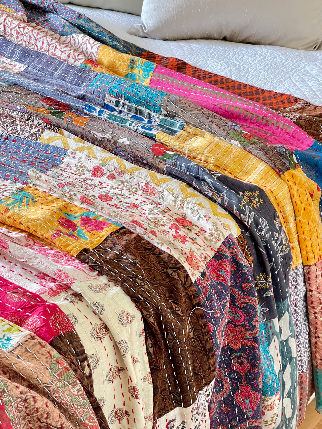 Stone Washed Kantha Bedcover