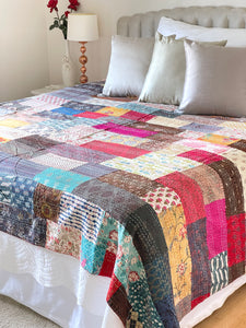 Stone Washed Kantha Bedcover