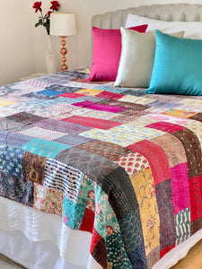 Stone Washed Kantha Bedcover