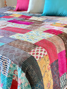 Stone Washed Kantha Bedcover