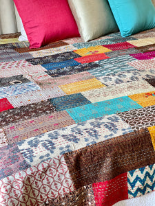 Stone Washed Kantha Bedcover