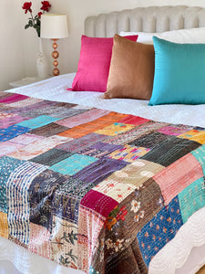 Stone Washed Kantha Bedcover