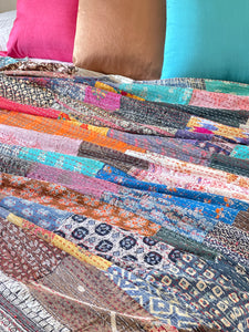 Stone Washed Kantha Bedcover