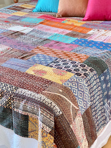 Stone Washed Kantha Bedcover