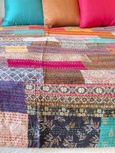 Stone Washed Kantha Bedcover