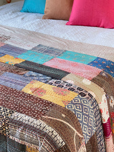 Stone Washed Kantha Bedcover