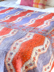 Vintage Sari Kantha Quilt