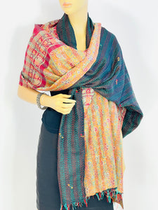 Silk Sari Kantha Shawl