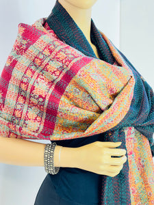 Silk Sari Kantha Shawl