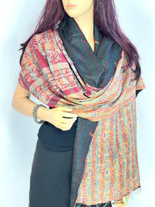 Silk Sari Kantha Shawl