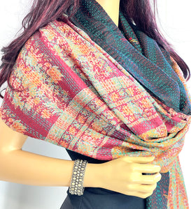 Silk Sari Kantha Shawl