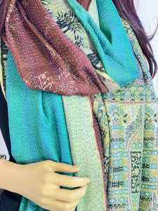 Silk Sari Kantha Shawl