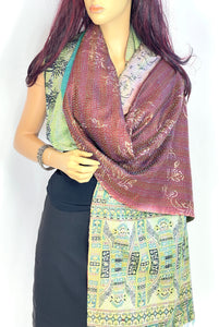 Silk Sari Kantha Shawl