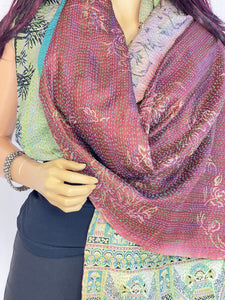 Silk Sari Kantha Shawl