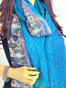 Silk Sari Kantha Shawl