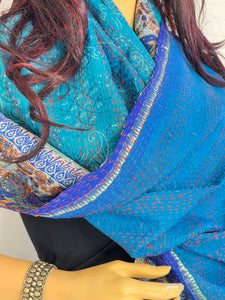 Silk Sari Kantha Shawl