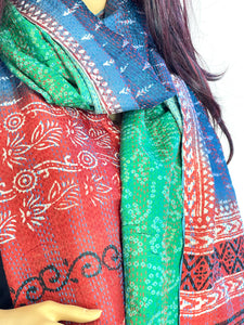 Silk Sari Kantha Shawl