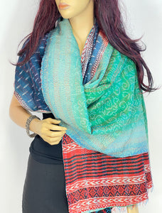 Silk Sari Kantha Shawl