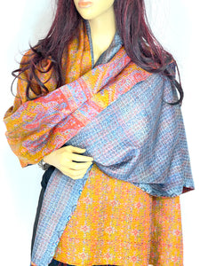 Silk Sari Kantha Shawl