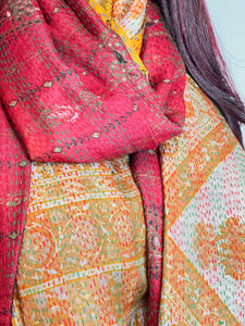 Silk Sari Kantha Shawl