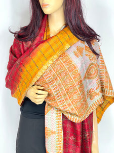 Silk Sari Kantha Shawl