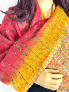 Silk Sari Kantha Shawl