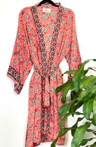 New Silk Sari Long Kimono (Plus Size)