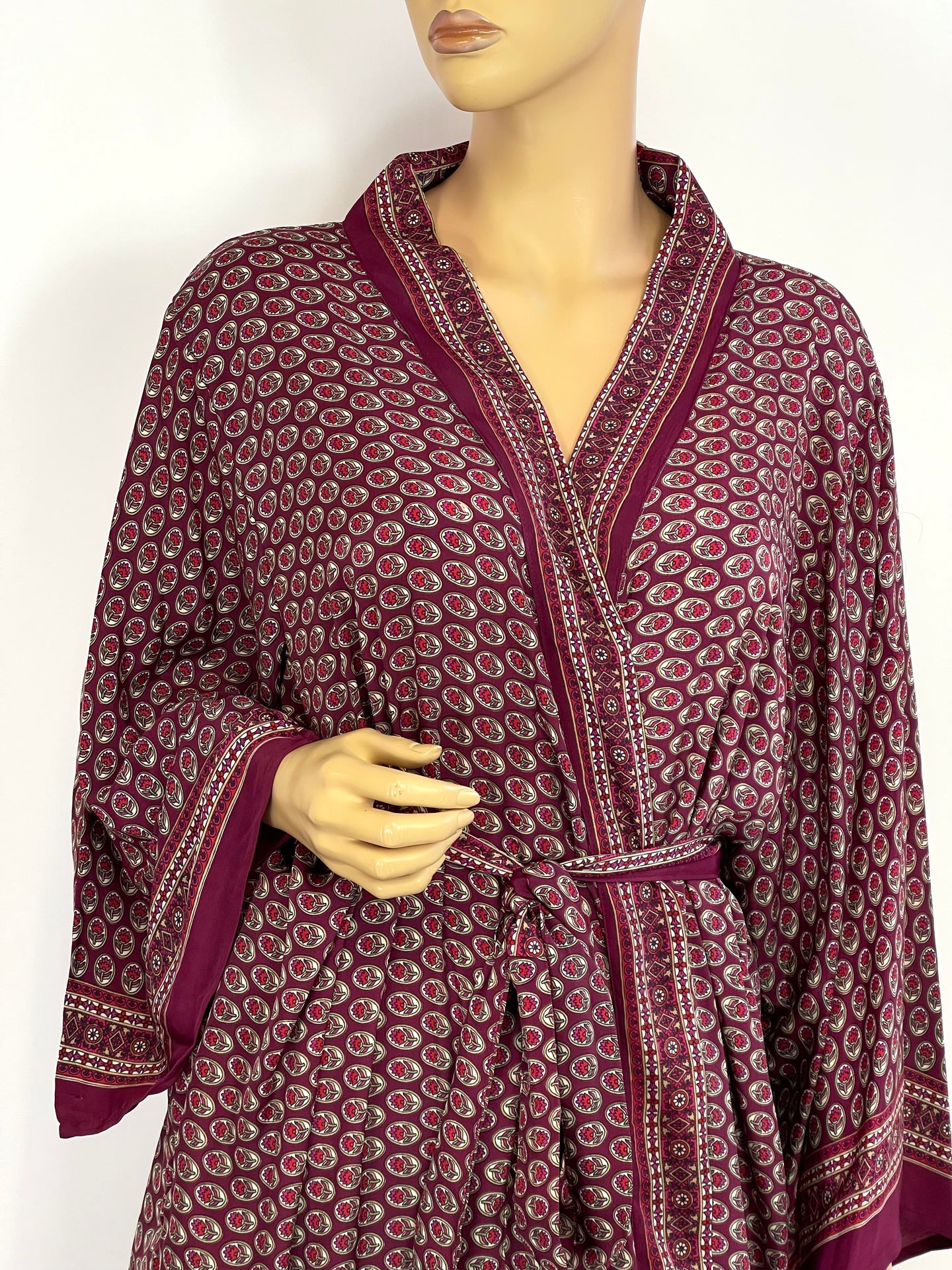 New Silk Sari Long Kimono (Plus Size)