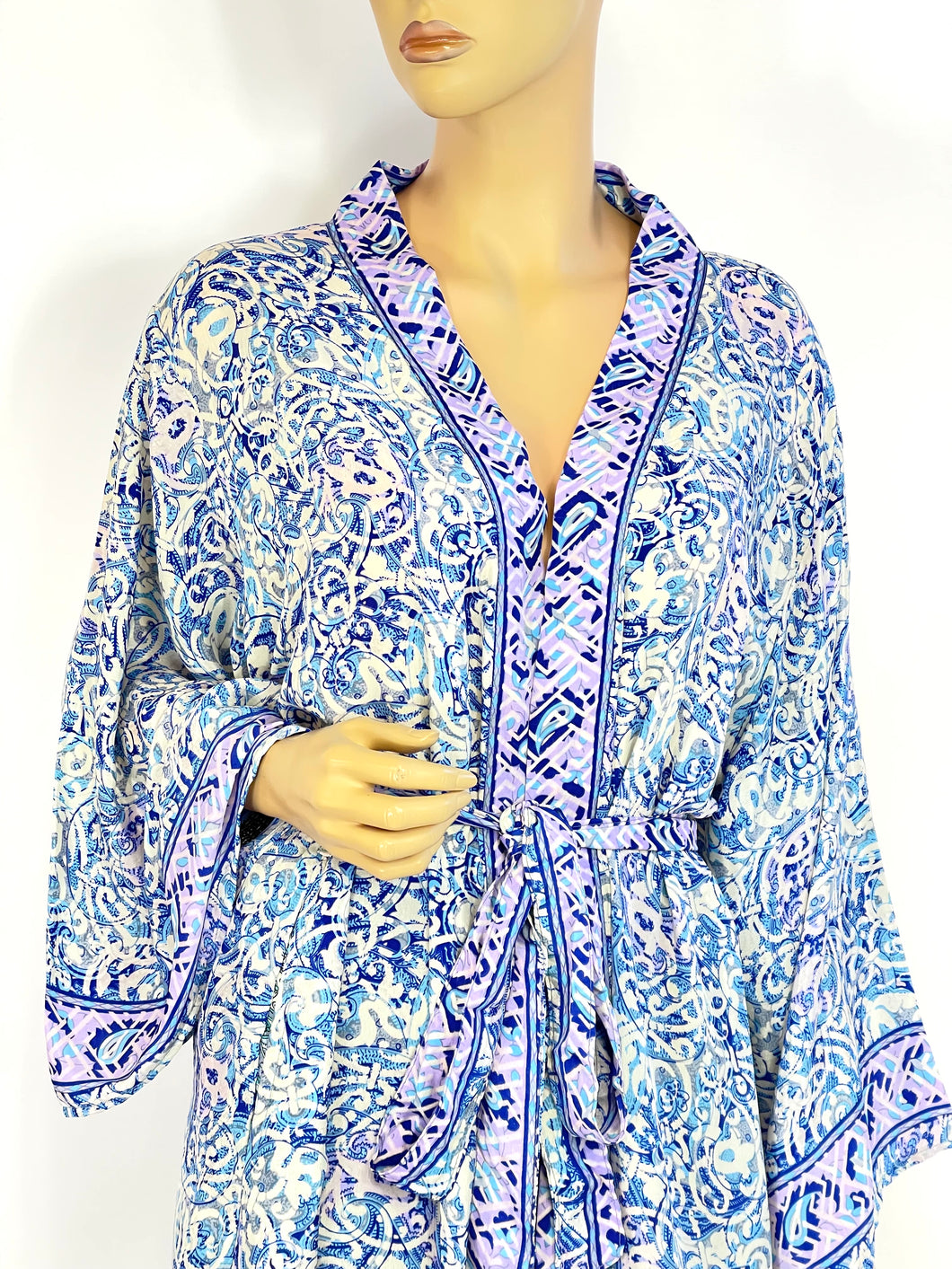 New Silk Sari Short Kimono(Plus Size)